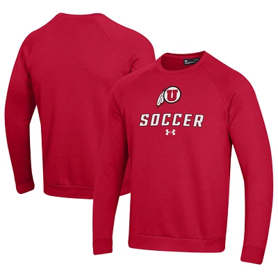 Men's Under Armour Red Utah Utes Soccer Rival Fleece Raglan Pullover Sweatshirt
