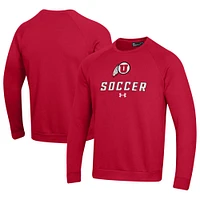 Men's Under Armour Red Utah Utes Soccer Rival Fleece Raglan Pullover Sweatshirt