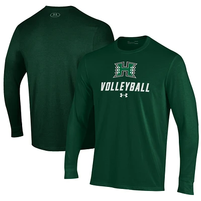 Men's Under Armour Green Hawaii Rainbow Warriors Volleyball Performance Long Sleeve T-Shirt