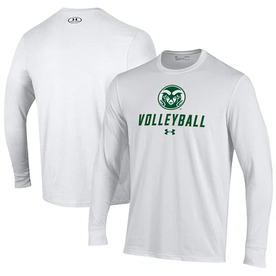 Men's Under Armour White Colorado State Rams Volleyball Performance Long Sleeve T-Shirt