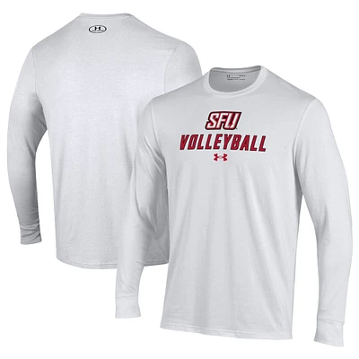 Men's Under Armour White Saint Francis Red Flash Volleyball Performance Long Sleeve T-Shirt