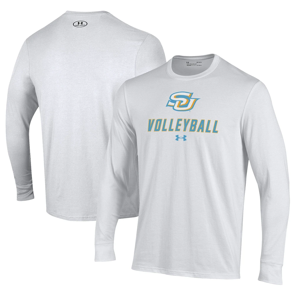 Men's Under Armour White Southern University Jaguars Volleyball Performance Long Sleeve T-Shirt