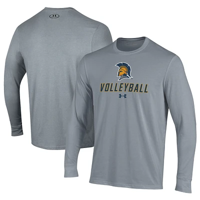 Men's Under Armour Gray UNCG Spartans Volleyball Performance Long Sleeve T-Shirt