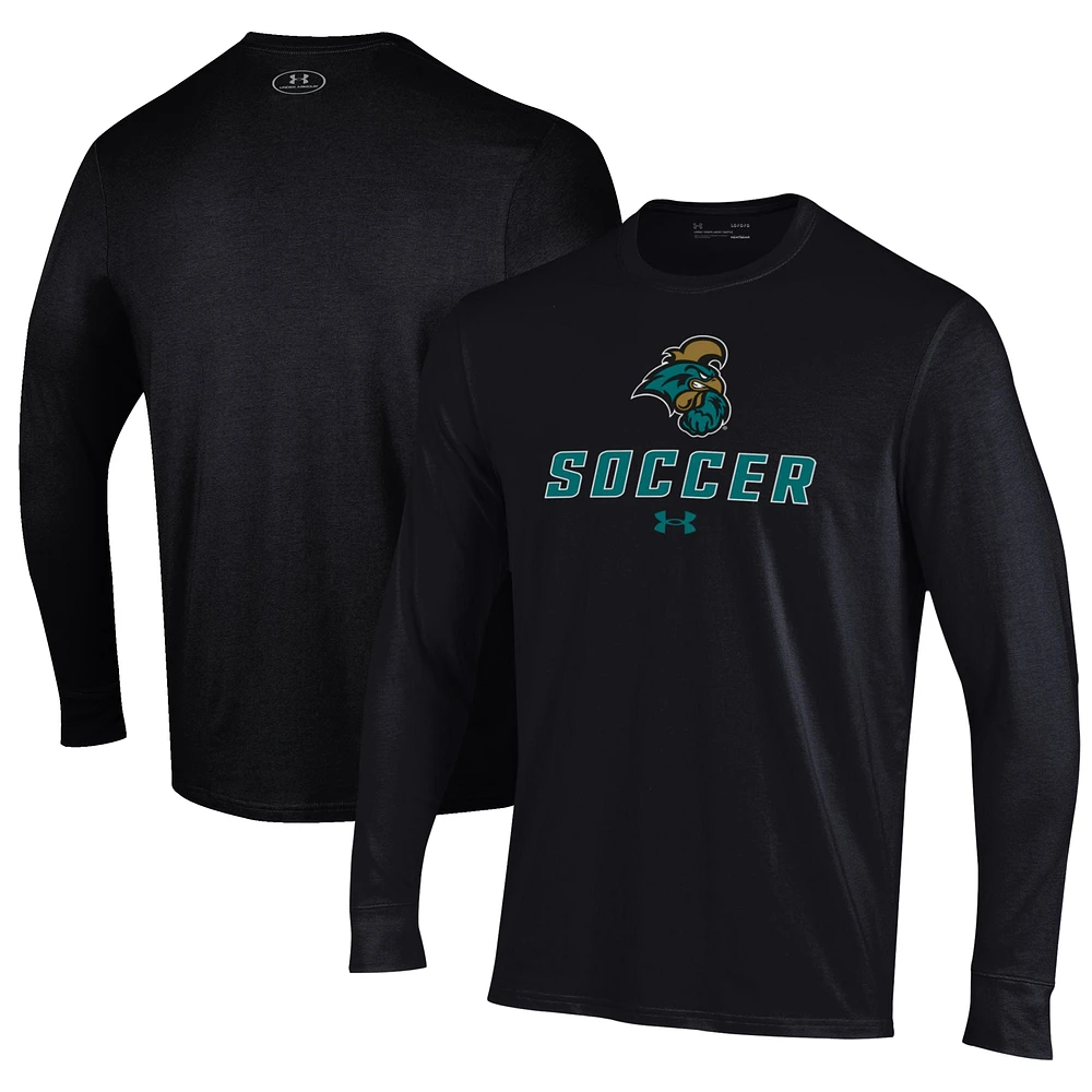 Men's Under Armour Black Coastal Carolina Chanticleers Soccer Performance Long Sleeve T-Shirt