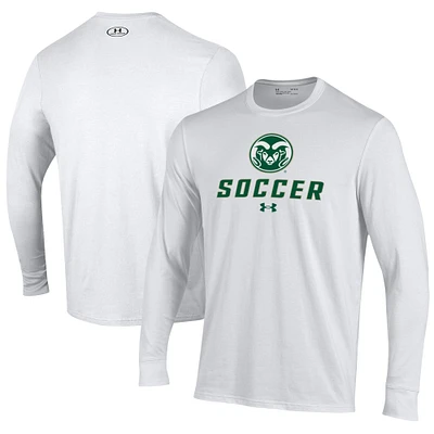 Men's Under Armour White Colorado State Rams Soccer Performance Long Sleeve T-Shirt