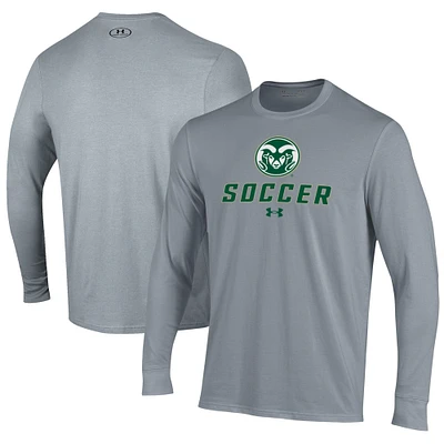 Men's Under Armour Gray Colorado State Rams Soccer Performance Long Sleeve T-Shirt