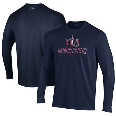 Men's Under Armour Navy Fairleigh Dickinson Knights Soccer Performance Long Sleeve T-Shirt