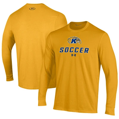 Men's Under Armour Gold Kent State Golden Flashes Soccer Performance Long Sleeve T-Shirt