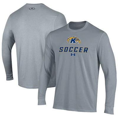 Men's Under Armour Gray Kent State Golden Flashes Soccer Performance Long Sleeve T-Shirt
