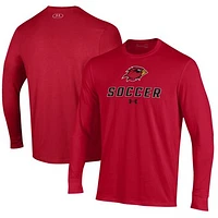 Men's Under Armour Red Lamar Cardinals Soccer Performance Long Sleeve T-Shirt