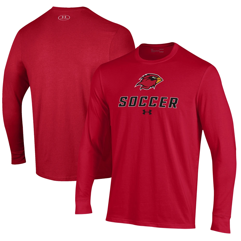 Men's Under Armour Red Lamar Cardinals Soccer Performance Long Sleeve T-Shirt