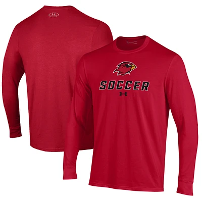 Men's Under Armour Red Lamar Cardinals Soccer Performance Long Sleeve T-Shirt