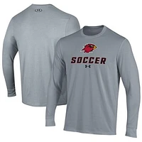 Men's Under Armour Gray Lamar Cardinals Soccer Performance Long Sleeve T-Shirt