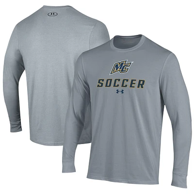Men's Under Armour Gray Merrimack College Warriors Soccer Performance Long Sleeve T-Shirt