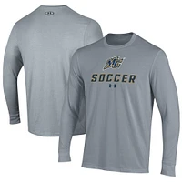 Men's Under Armour Gray Merrimack College Warriors Soccer Performance Long Sleeve T-Shirt
