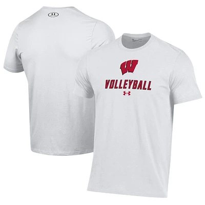 Men's Under Armour White Wisconsin Badgers Volleyball Performance T-Shirt