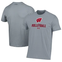 Men's Under Armour Gray Wisconsin Badgers Volleyball Performance T-Shirt