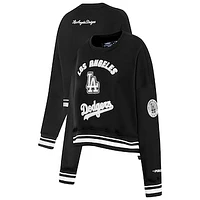 Women's Pro Standard Black Los Angeles Dodgers Pearl Cropped Pullover Sweatshirt