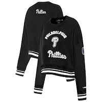 Women's Pro Standard Black Philadelphia Phillies Pearl Cropped Pullover Sweatshirt