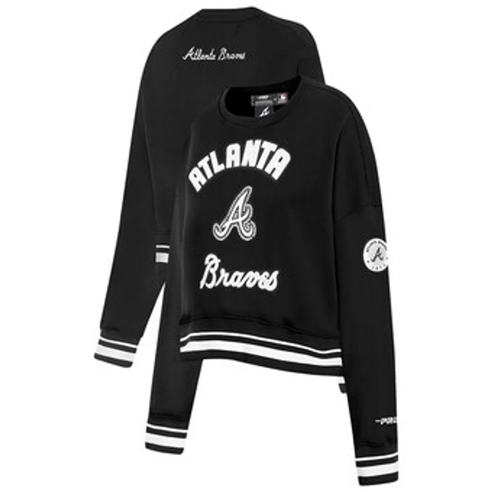 Women's Pro Standard Black Atlanta Braves Pearl Cropped Pullover Sweatshirt