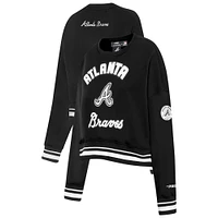 Women's Pro Standard Black Atlanta Braves Pearl Cropped Pullover Sweatshirt