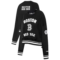 Women's Pro Standard Black Boston Red Sox Pearl Cropped Pullover Sweatshirt