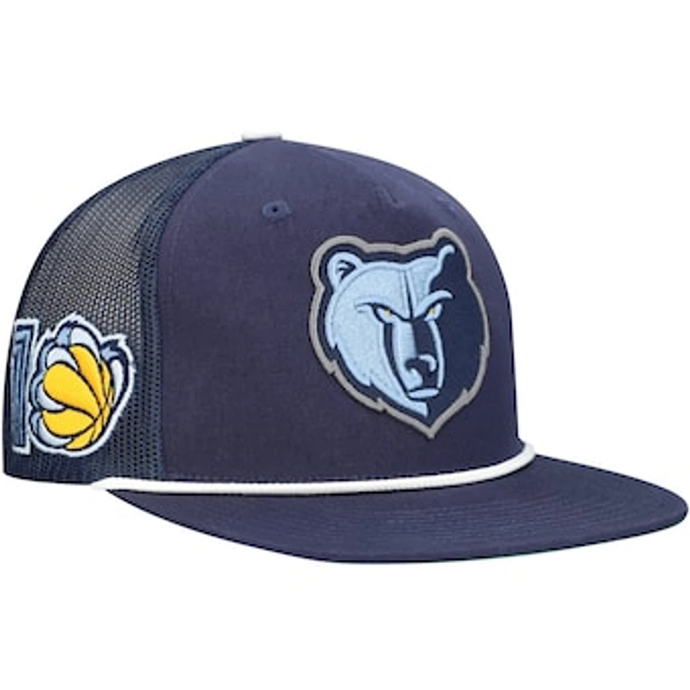 Men's Mitchell & Ness Navy Memphis Grizzlies Roper Trucker Snapback Hat