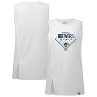 Women's Levelwear White Milwaukee Brewers Influx Home Field Tank Top