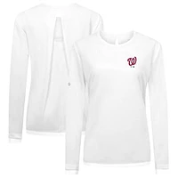 Women's Levelwear White Washington Nationals Sequoia Primary Logo Long Sleeve T-Shirt