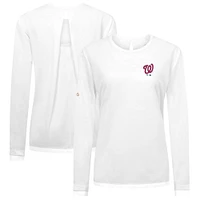 Women's Levelwear White Washington Nationals Sequoia Primary Logo Long Sleeve T-Shirt