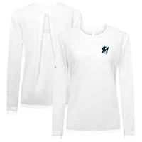 Women's Levelwear White Miami Marlins Sequoia Primary Logo Long Sleeve T-Shirt