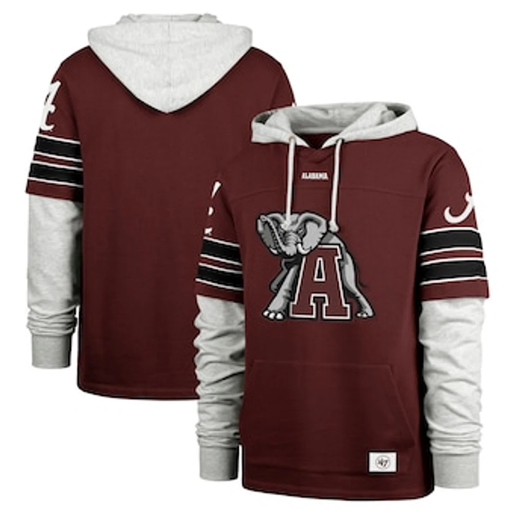 Men's '47 Crimson Alabama Tide Big & Tall Blitz Lacer Pullover Hoodie