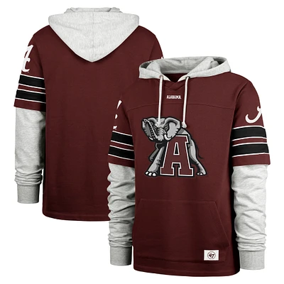 Men's '47 Crimson Alabama Tide Big & Tall Blitz Lacer Pullover Hoodie