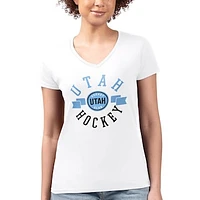Women's G-III 4Her by Carl Banks Utah Hockey Club Shield Graphic Fitted V-Neck T-Shirt