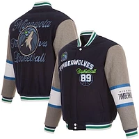 Men's JH Design  Navy Minnesota Timberwolves Reversible Wool Full-Zip Jacket