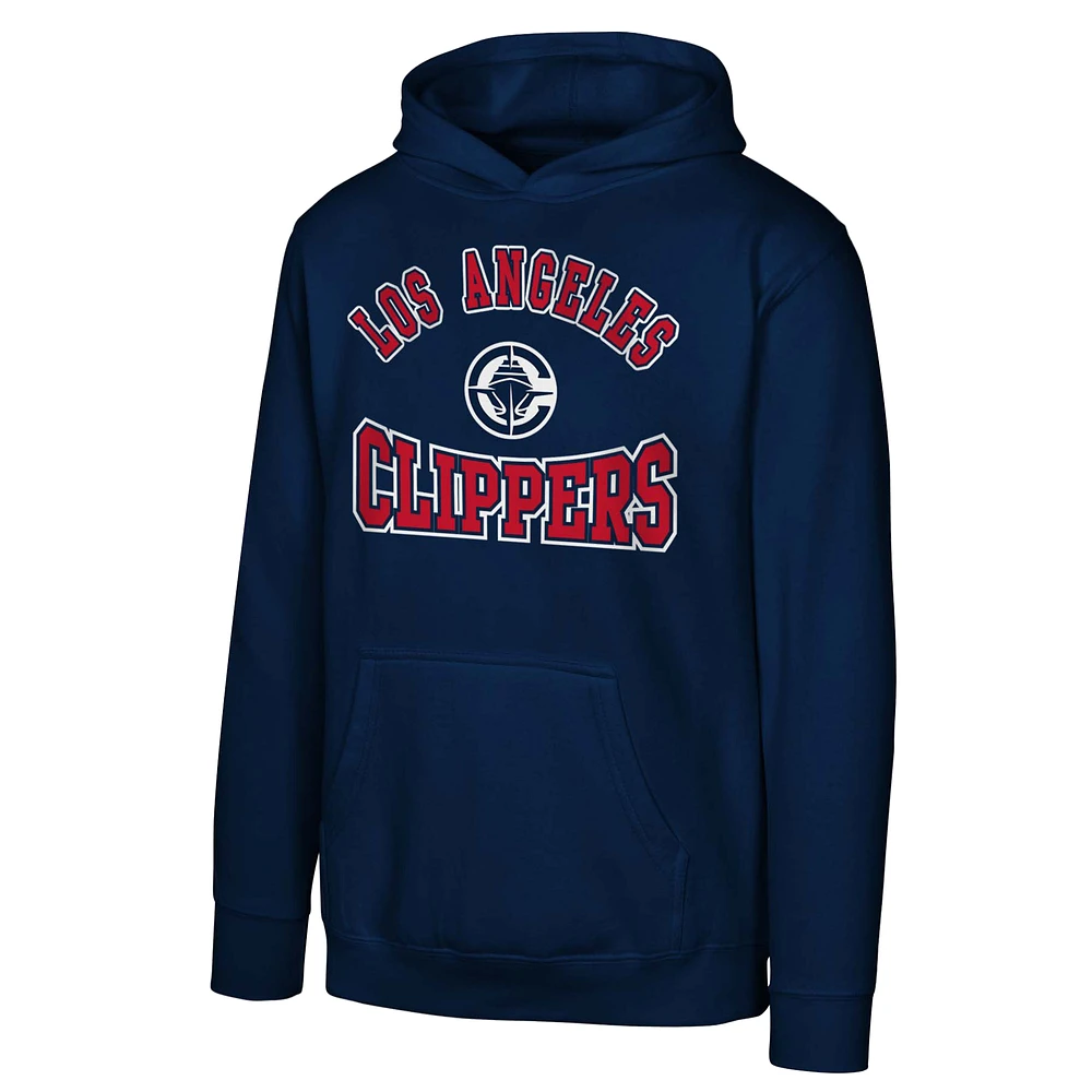 Youth Navy LA Clippers Home Town Pullover Fleece Hoodie