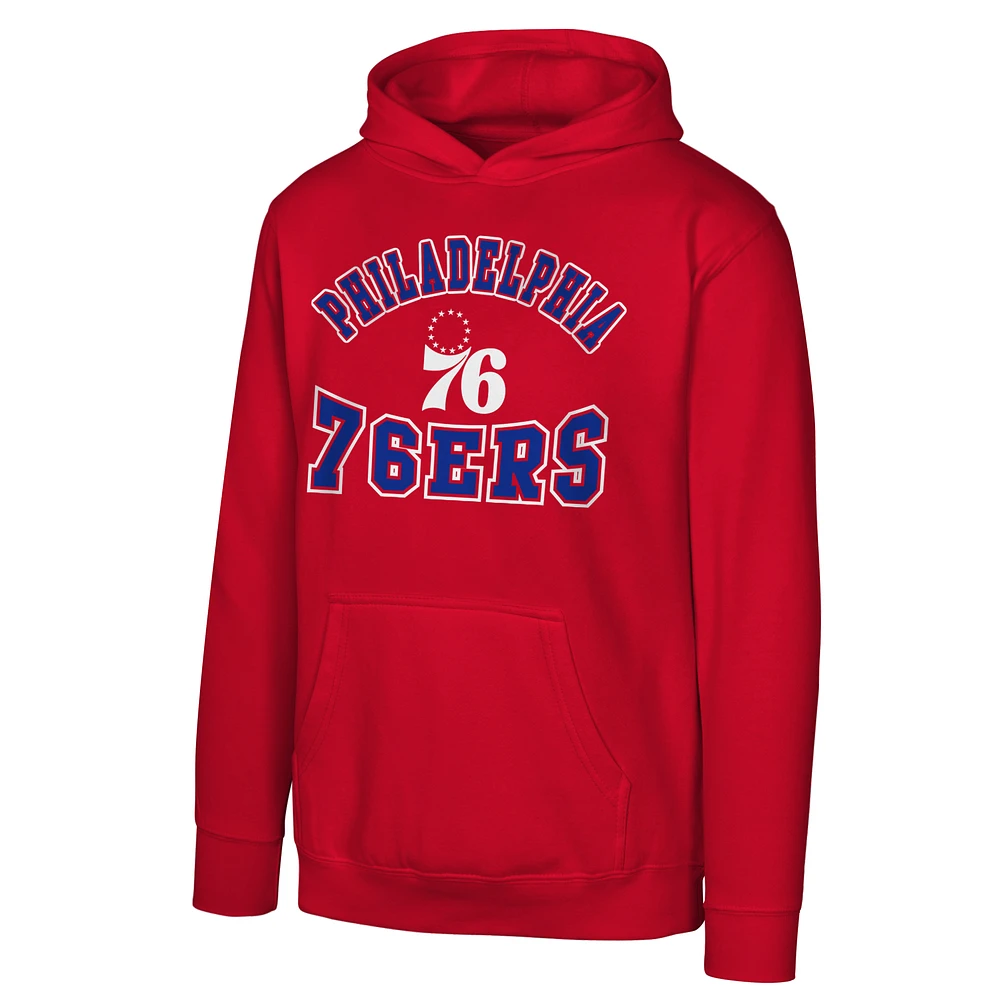 Youth Red Philadelphia 76ers Home Town Pullover Fleece Hoodie