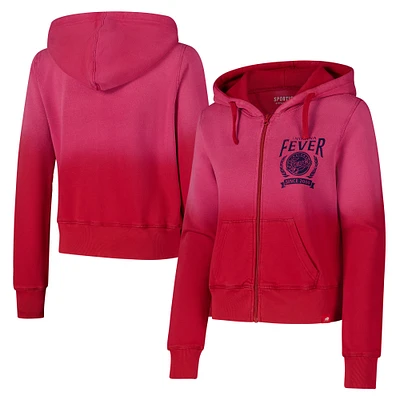 Women's Sportiqe Red Indiana Fever Sun Fade Vintage Carli Full-Zip Hoodie