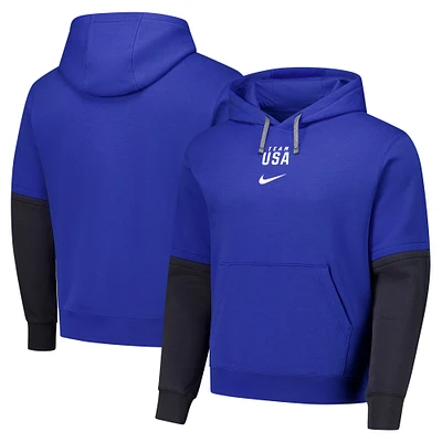 Men's Nike Royal Team USA Club Color Block Pullover Hoodie
