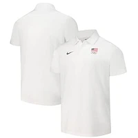 Men's Nike White Team USA Woven Performance Polo