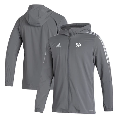 Men's adidas Gray Saint Peter's Peacocks Tiro 21 AEROREADY Full-Zip Hoodie Windbreaker Jacket