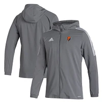 Men's adidas Gray Bucknell Bison Tiro 21 AEROREADY Full-Zip Hoodie Windbreaker Jacket
