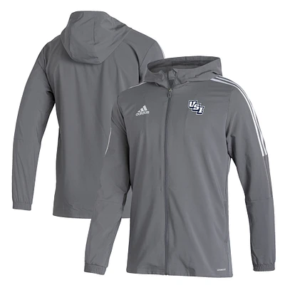 Men's adidas Gray Southern Indiana Screaming Eagles Tiro 21 AEROREADY Full-Zip Hoodie Windbreaker Jacket