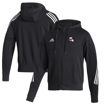 Men's adidas Black Northwestern State Demons Three-Stripe Full-Zip Hoodie