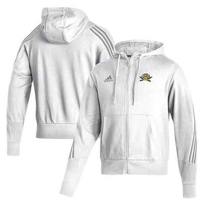 Men's adidas White Northern Kentucky University Norse Three-Stripe Full-Zip Hoodie