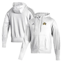 Men's adidas White Northern Kentucky University Norse Three-Stripe Full-Zip Hoodie