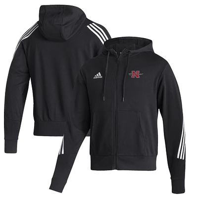 Men's adidas Black Nicholls State Colonels Three-Stripe Full-Zip Hoodie