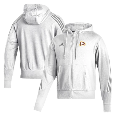 Men's adidas White Winthrop Eagles Three-Stripe Full-Zip Hoodie