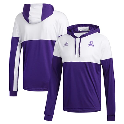 Men's adidas Purple/White Winona State Warriors Legend Shooter Long Sleeve Hoodie T-Shirt