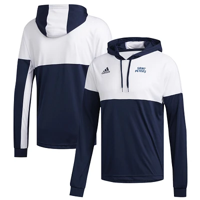 Men's adidas Navy/White Saint Peter's Peacocks Legend Shooter Long Sleeve Hoodie T-Shirt